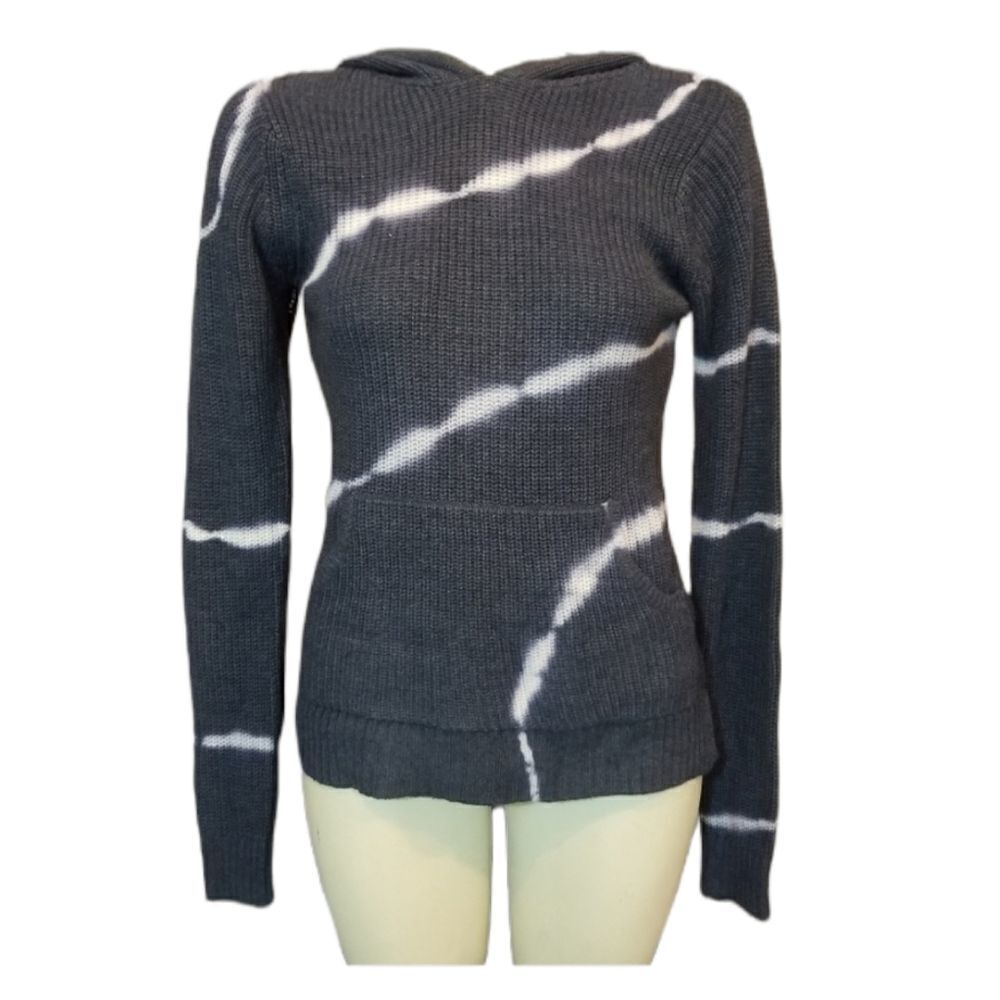 Belle Navy & White Tie Dye Knit Hoodie Sz Small‎